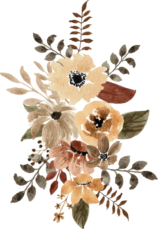 Brown Earthy Watercolor Flower Arrangement Bouquet